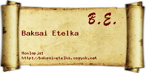 Baksai Etelka névjegykártya
